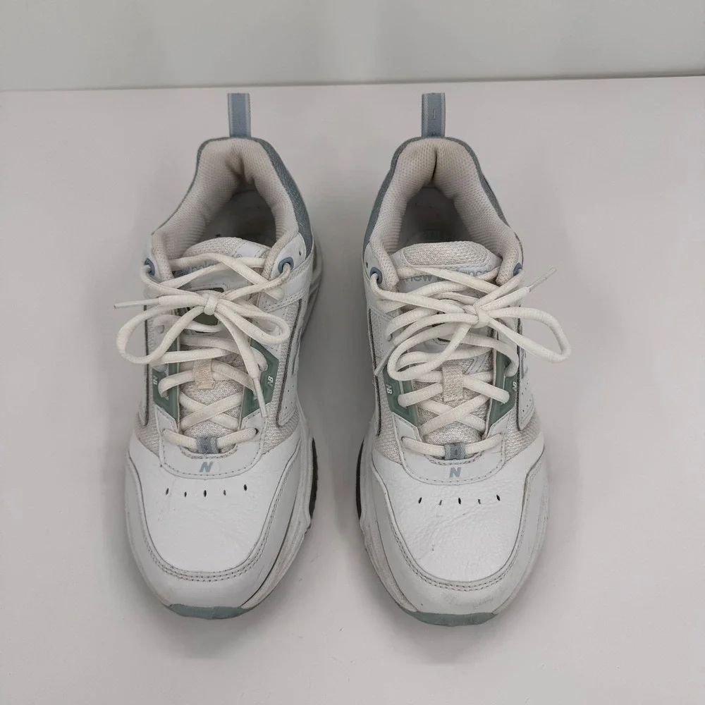 New Balance 855 Women's 8 Roll Bar White Blue Leather Walking Shoes - Picture 4 of 13